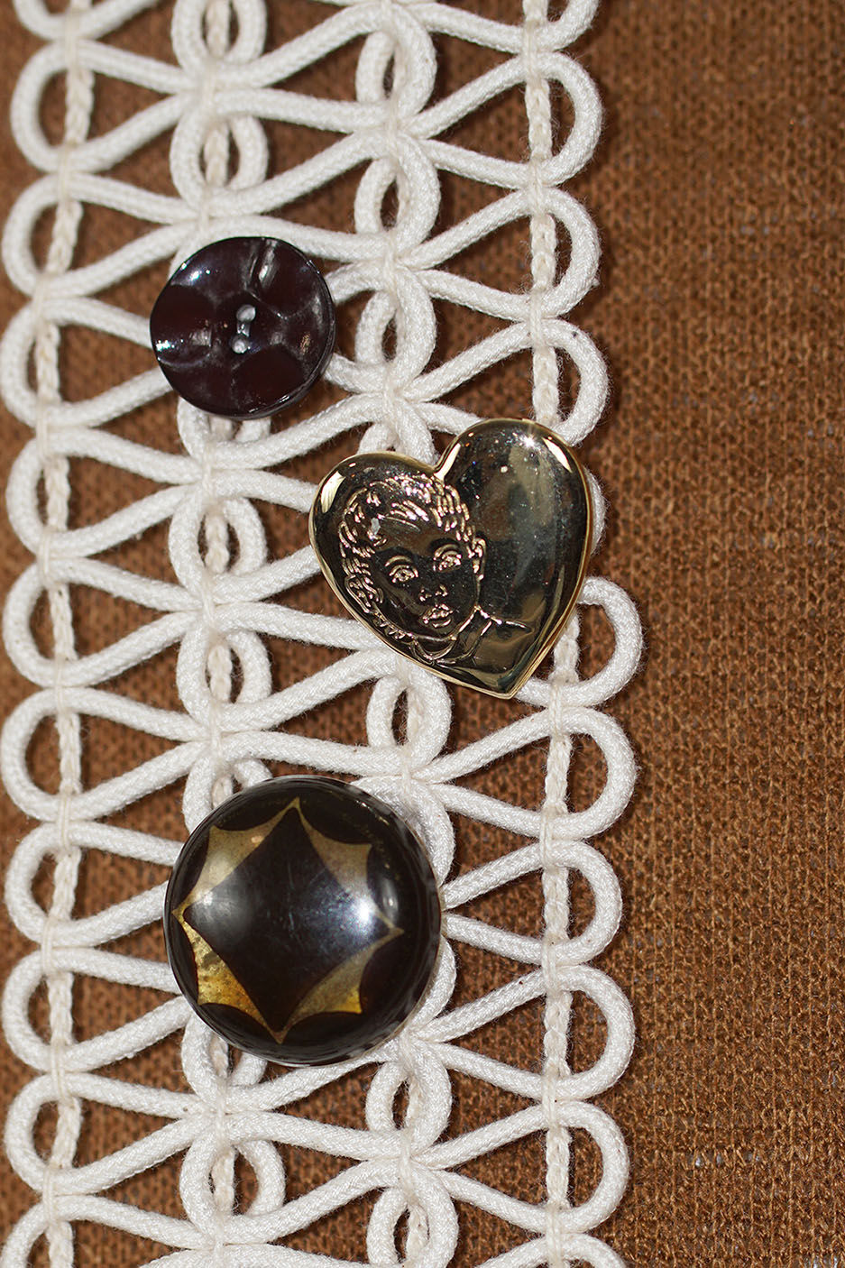 Thumbnail: Vintage Button Sweater Vest - Cream & Brown