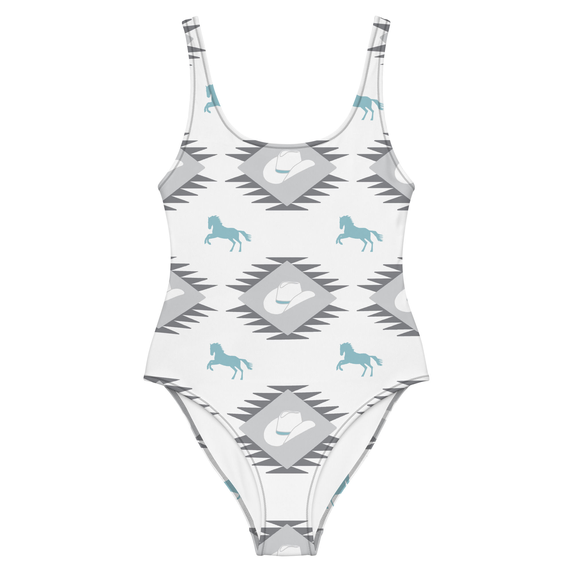 Horse Rodeo Print One-Piece Swimsuit