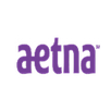 Aetna logo in purple on a black background, a health insurance provider.