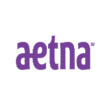 Purple Aetna logo on black background, representing insurance company Aetna.