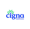 Cigna logo with green tree and blue text INSURANCE on black background