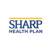 Sharp Health Plan logo in blue with a yellow line above