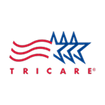 TRICARE logo with a red, white, and blue star design on black background.