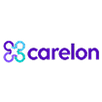 Carelon logo in blue and purple colors on black background.