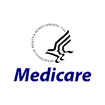 Blue Medicare logo on a black background, representing healthcare services.