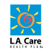 Logo with heart inside a sun, orange and yellow on blue background