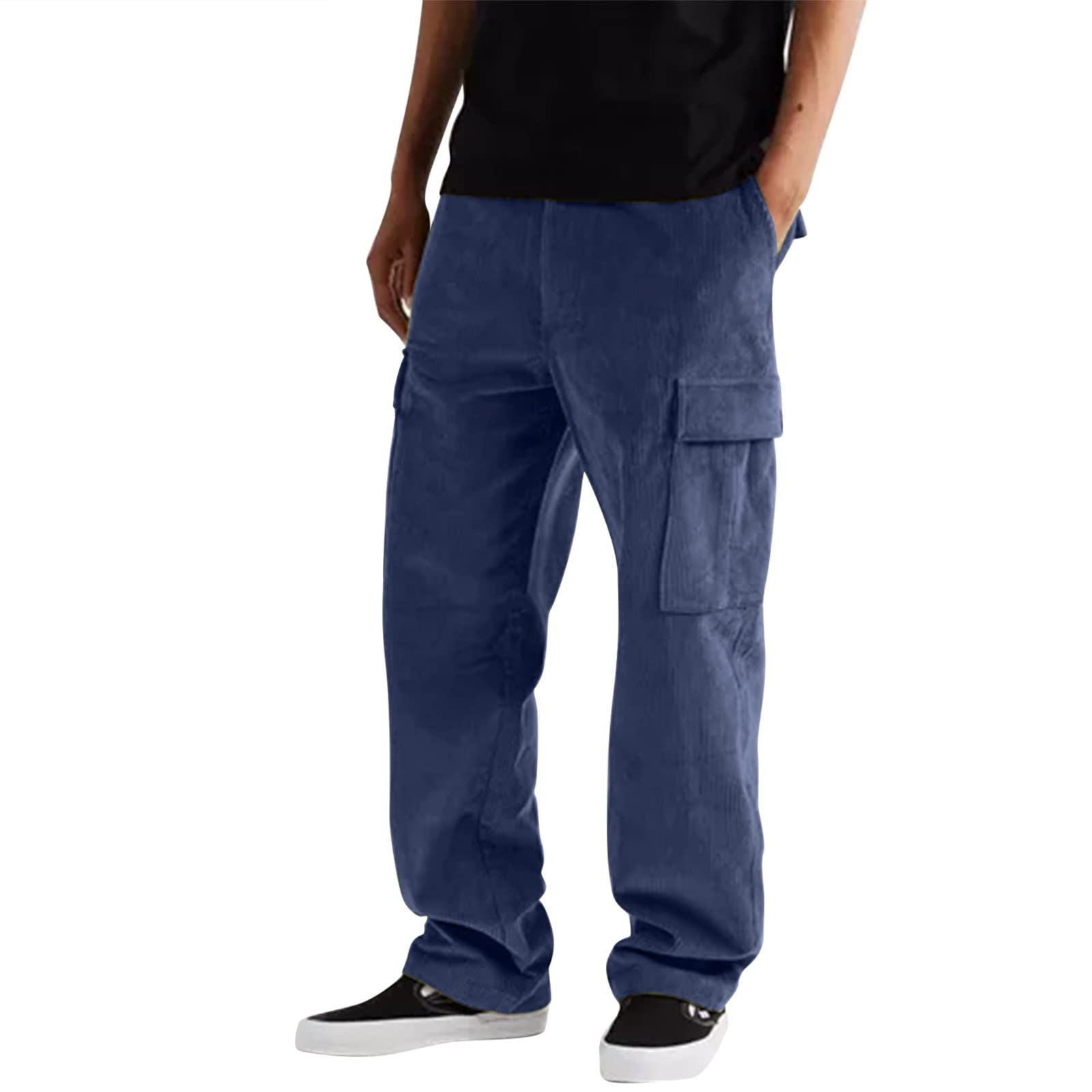 Cargo Pants for Men Corduroy Hiking Pants for Men Heavyweight Classic-Fit Flex W