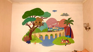 Déco chambre d'enfants fresque participative Gard Occitanie Laure Fournier Zoé Figeac Kaléïdoscoop