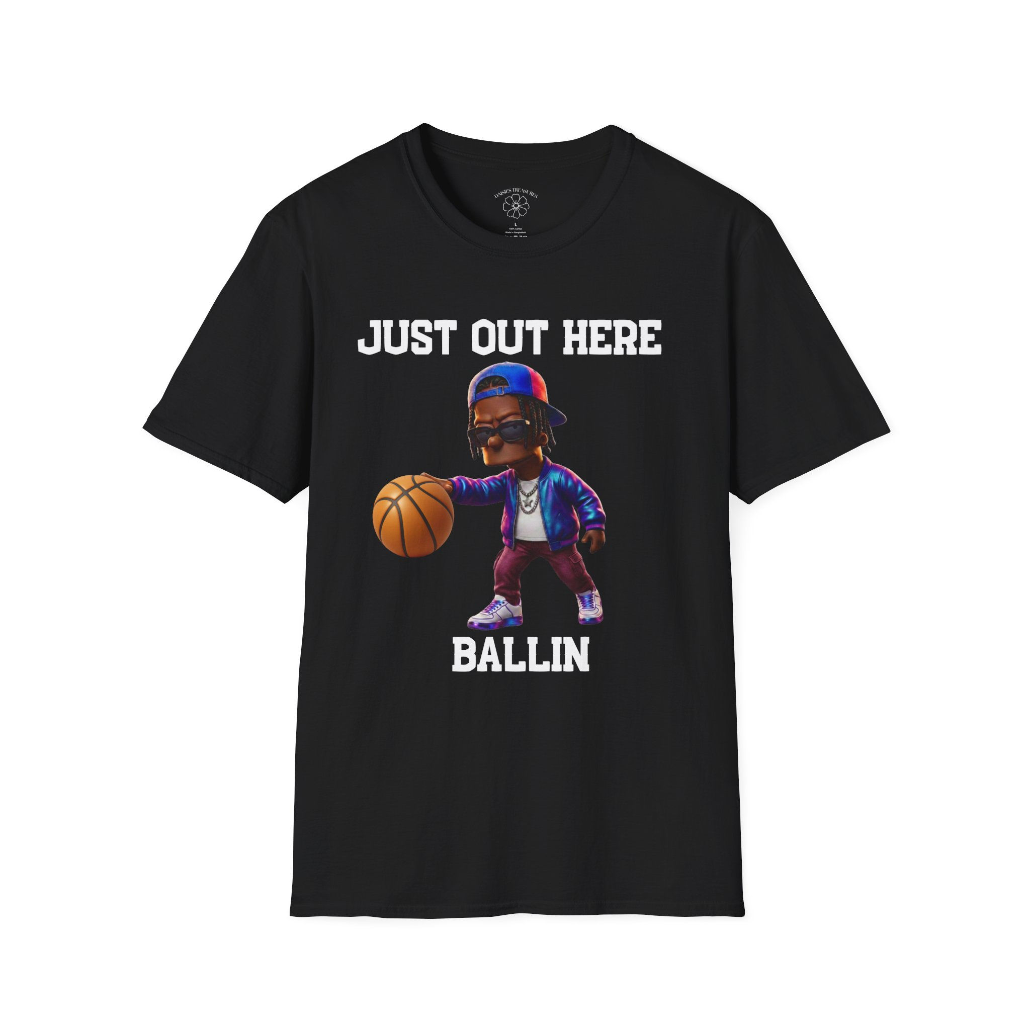 Just Out Here Ballin T-Shirt — Basketball Inspired by The Simpsons Graphic Tee