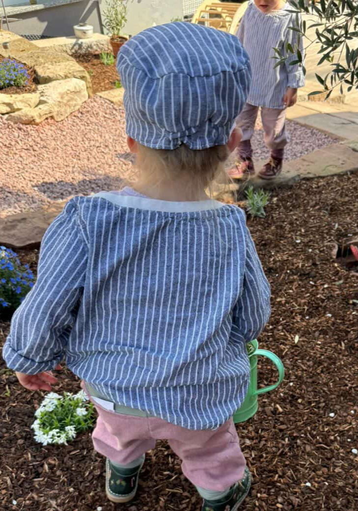 Miniaturbild: Leinenhemd gestreift Blau/Weiß für Kinder