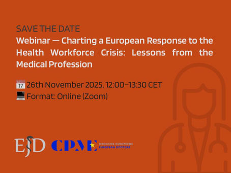 Webinar CPME-EJD για το μείζον θέμα της υποστελέχωσης-κρίσης στο ανθρώπινο δυναμικό υγείας 26.11.25