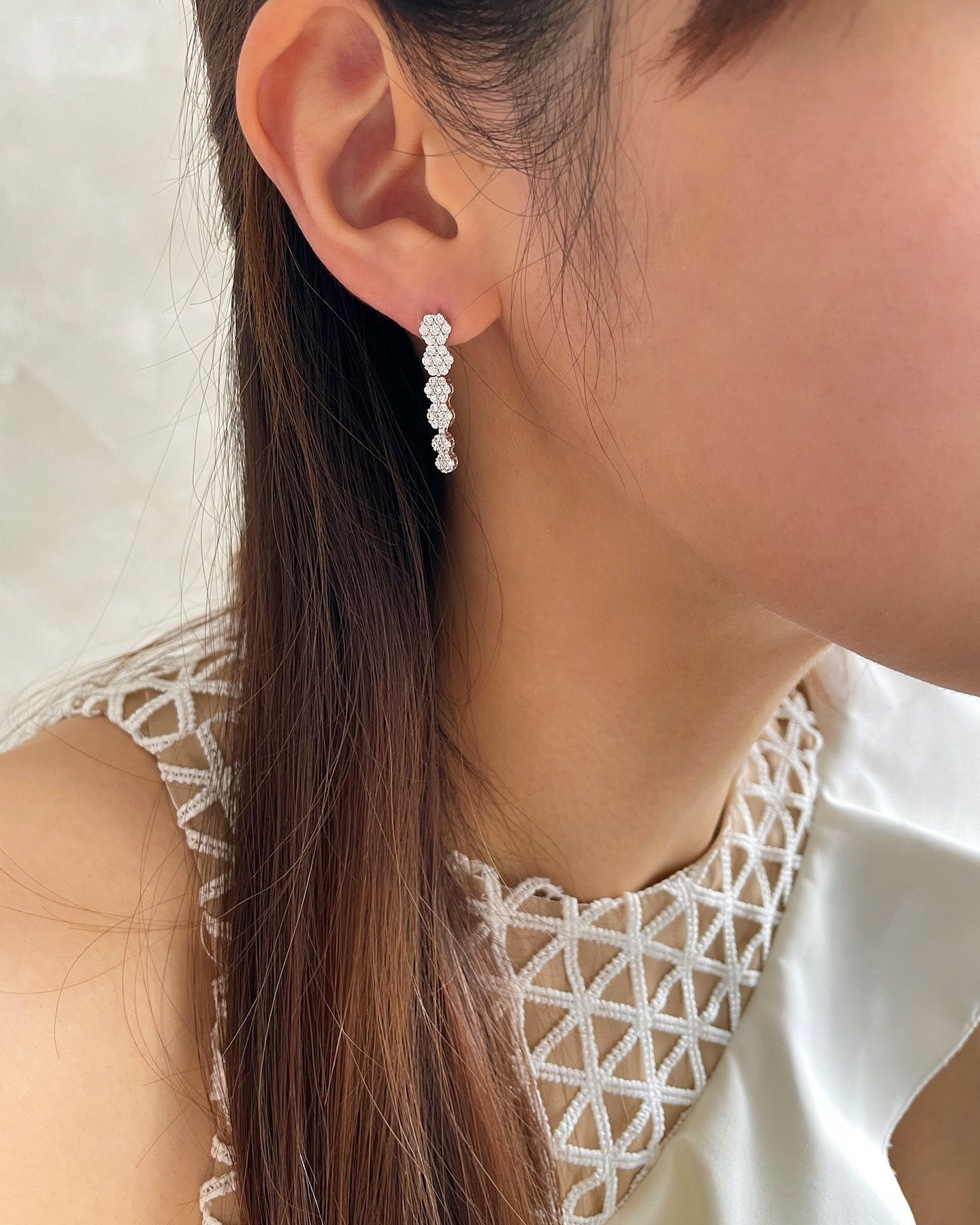 Pave Floral Cluster Dangle