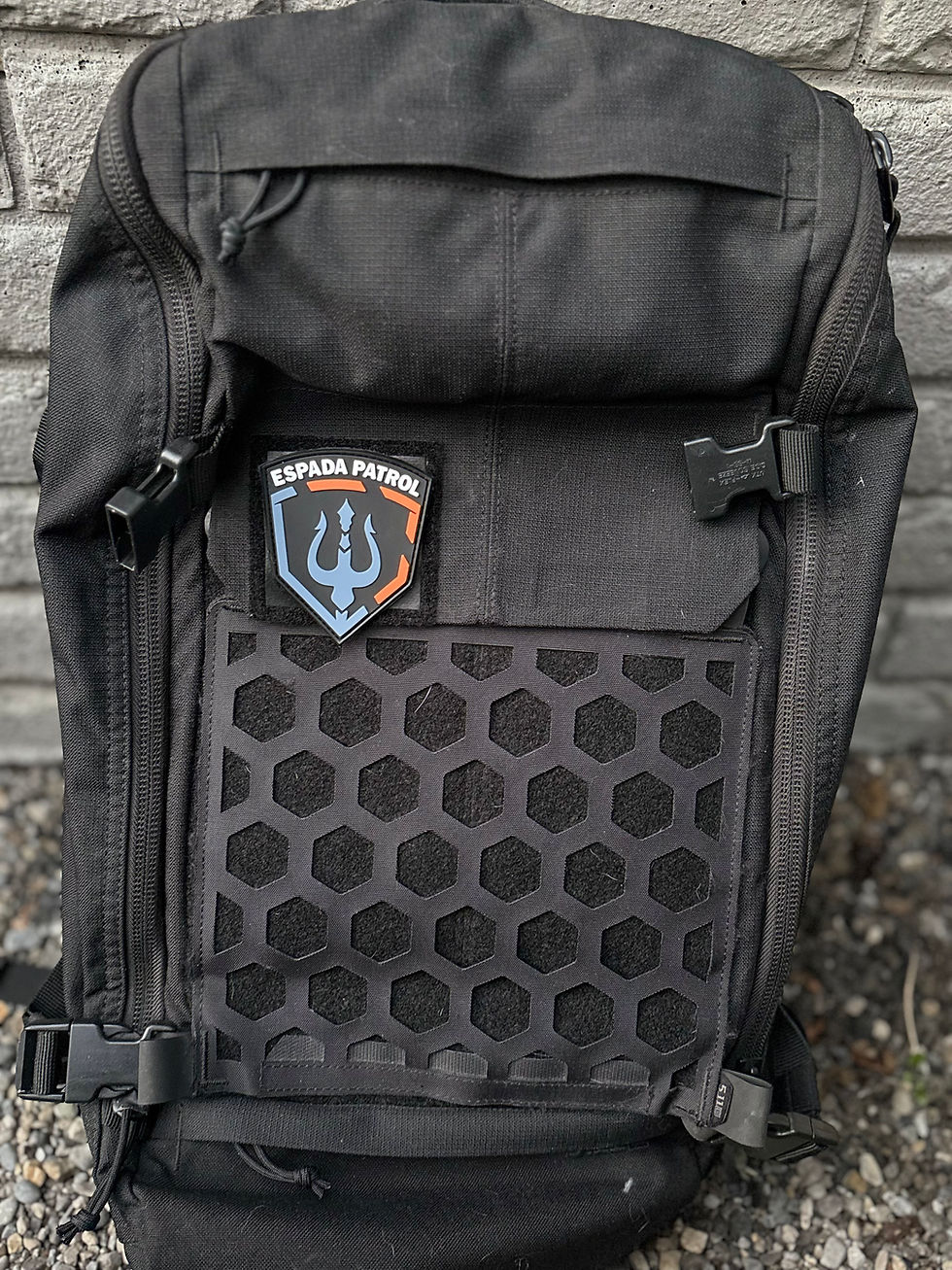 Thumbnail: Pax Armata Espada Patrol PVC velcro patch on black tactical backpack