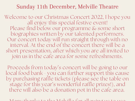 Christmas Concerts 2022: 2:30pm Sunday 11th December, The Melville Theatre, Abergavenny