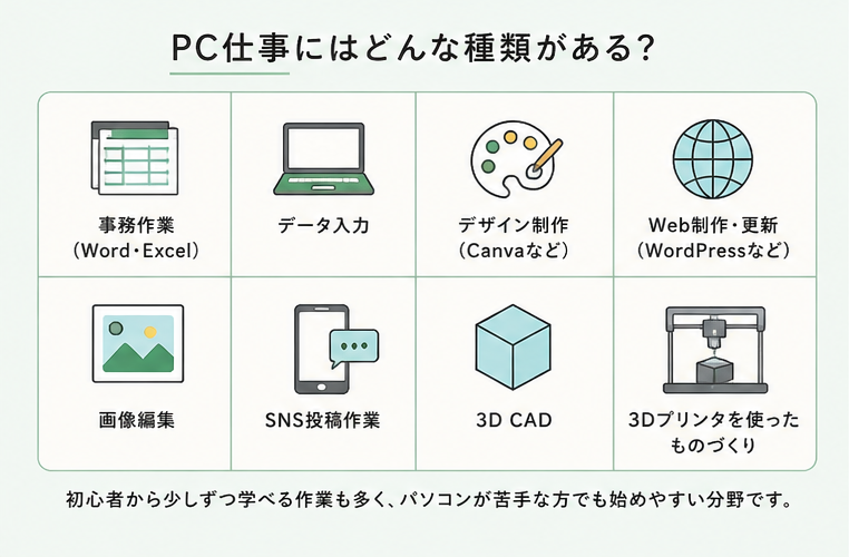 PC仕事にはどんな種類がある？