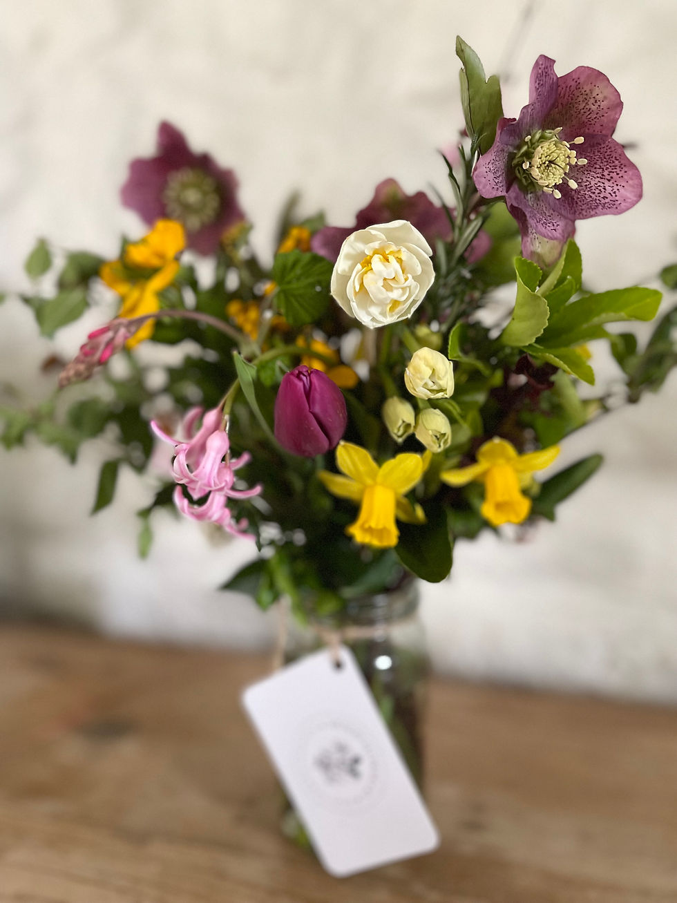Large spring jam jar flowers