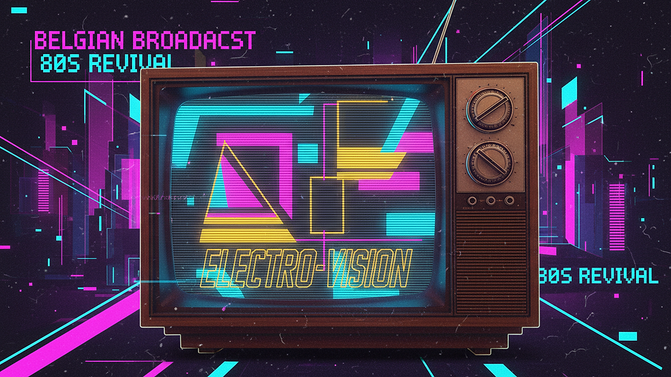 Eye-level view of a vintage Belgian television set from the 1980s
