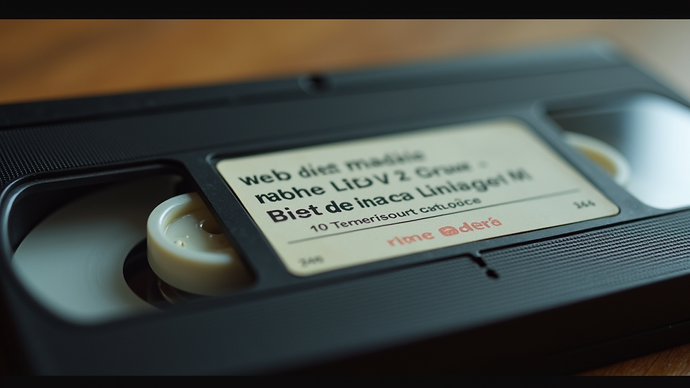 Close-up view of a vintage VHS tape labeled in Dutch