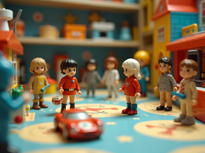 Classic vintage toy catalog with colorful characters and imaginative toys