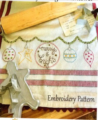 Merry and Bright embroidery pattern only Bareroots