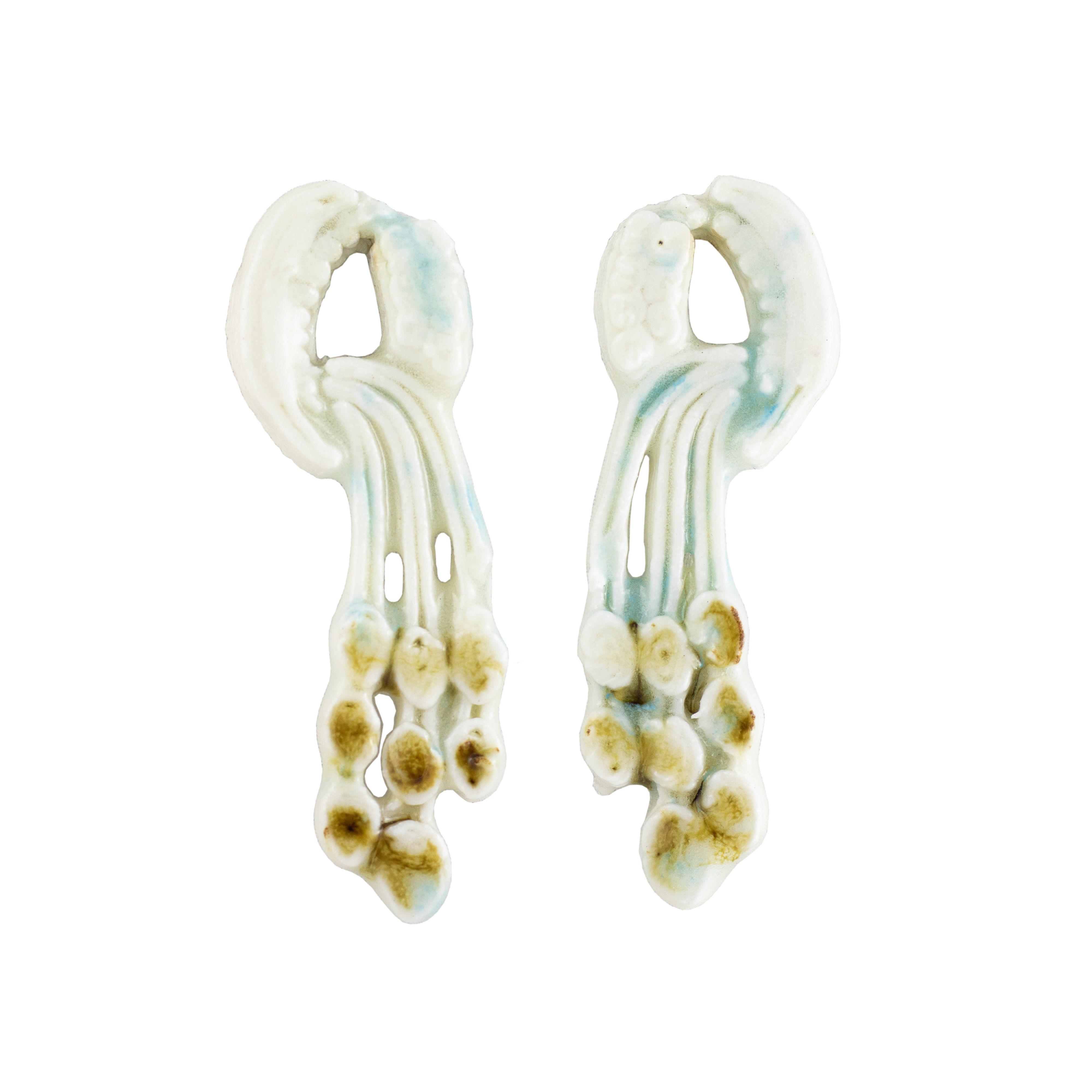 Porcelain Aqua earrings Light Golden Stream