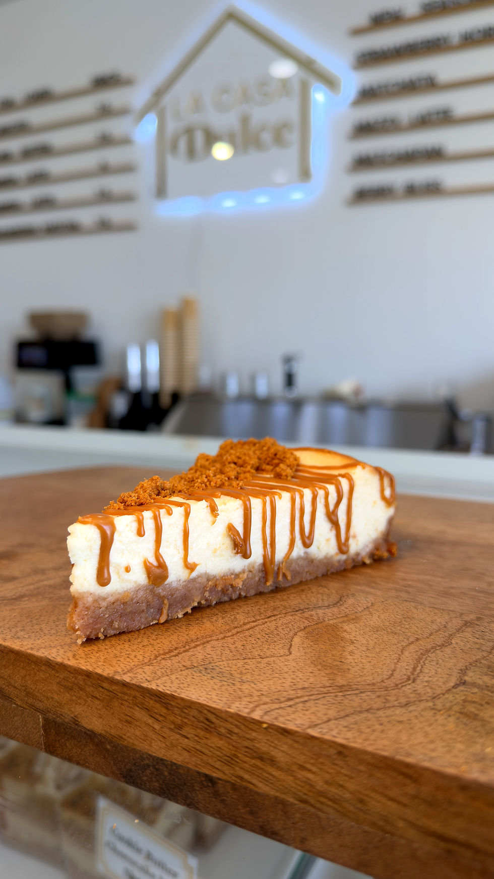 Caramel cheesecake slice at Downey's Favorite Coffeeshop and Cakery