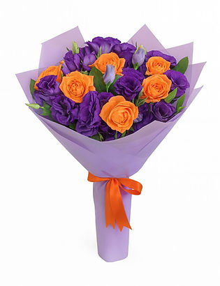 Turuncu ve Mor Güller Buketi