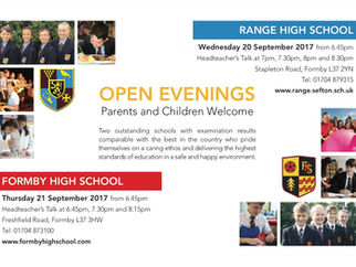 Open evenings for Formby High School and Range High School