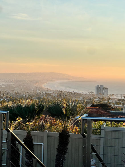 Newly cleaned glass railings overlooking Mission Bay
