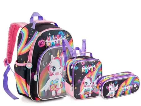 Kit de Mochila Escolar Infantil feminino