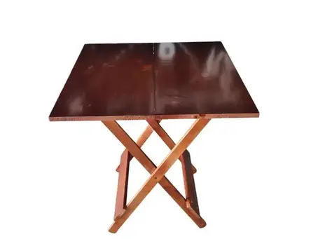 Mesa Dobrável 70x70 Tampo de Madeira