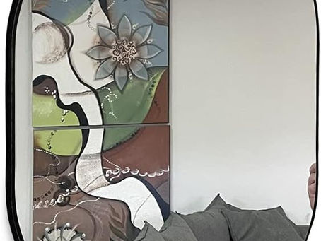 Espelho Oval 60x40cm com Moldura, Preto