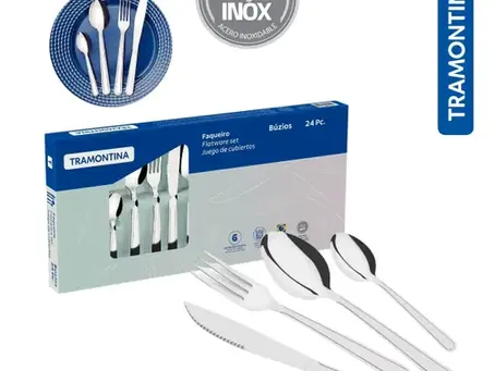 Jogo De Talheres Tramontina Colher Faca Garfo 24 Peças