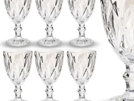 Jogo 4 Taças Diamante Copo Vidro Transparente