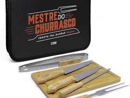 Kit Churrasco Com 7 Peças Aço Inox