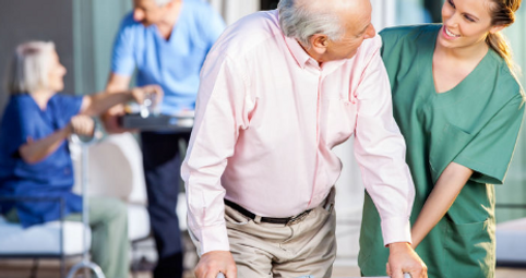 Elderly man peacefully receiving care in a nursing home, highlighting long-term care insurance options that support dignity a
