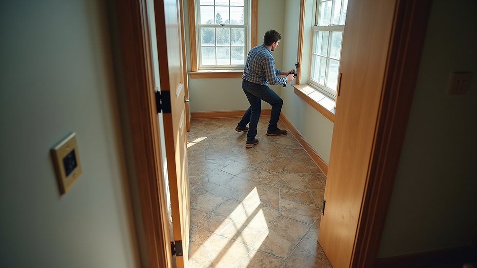 High angle view of a home inspection in progress