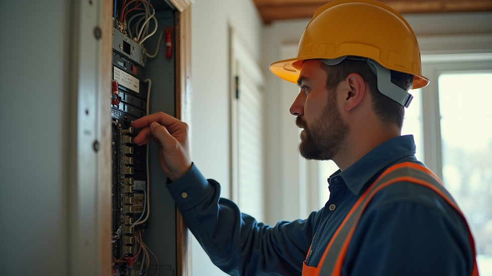 Eye-level view of a home inspector examining a roof