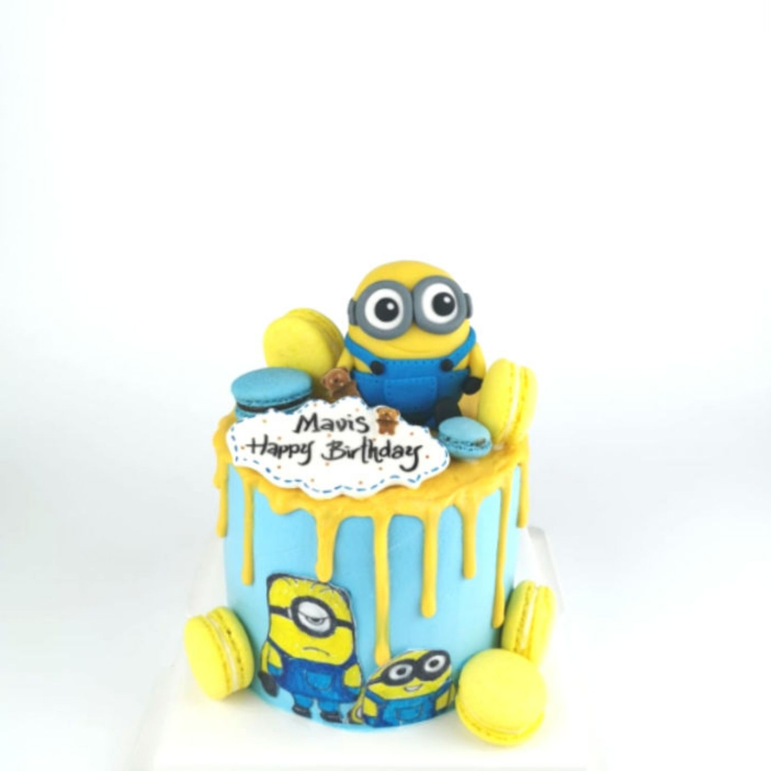 minion theme cream cake