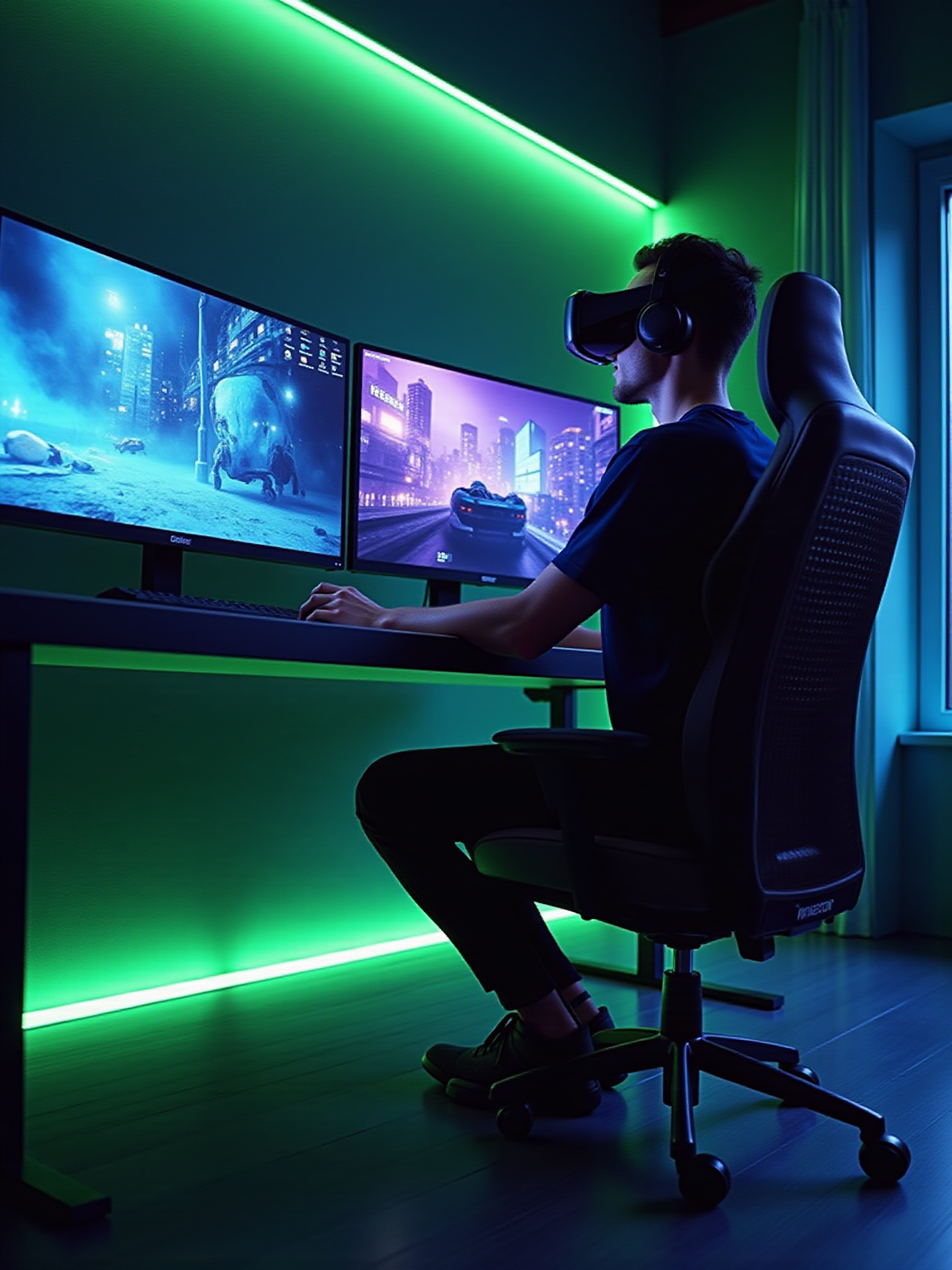 Person playing on a PC