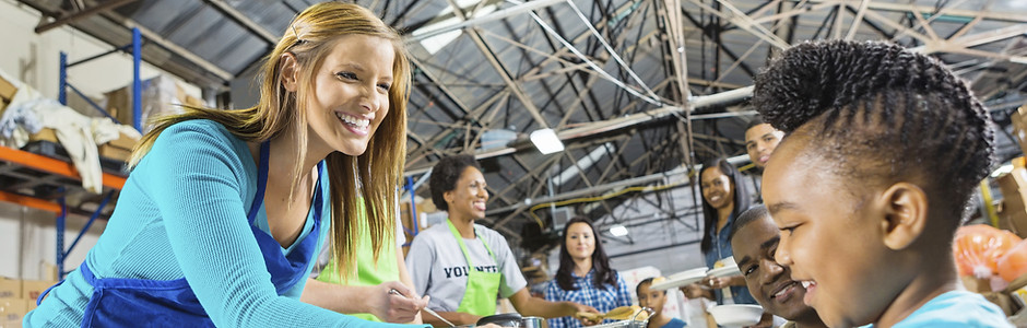 Volunteers Serving Food