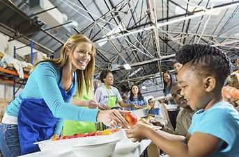 Volunteers Serving Food