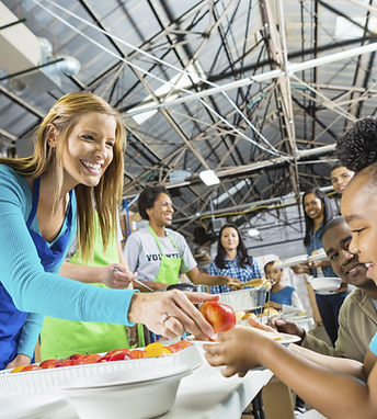 Volunteers Serving Food