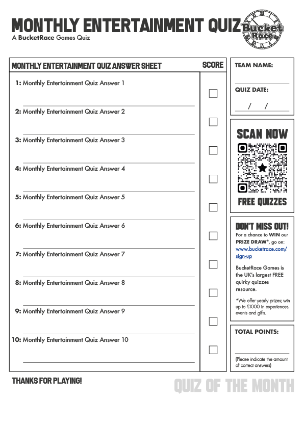 Monthly Sports Quiz Template