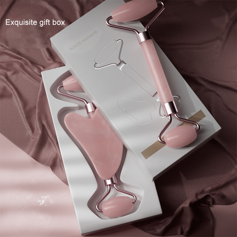 Thumbnail: Exquisite gift box with pink facial roller and gua sha tool from Zantra07