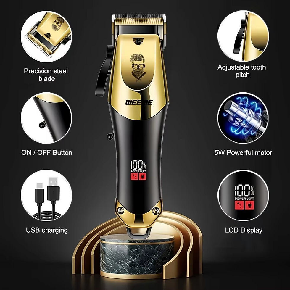 Thumbnail: Gold and black hair clipper with features.