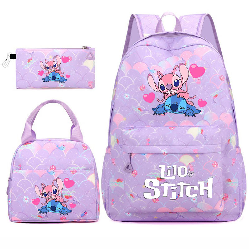 Thumbnail: Purple Stitch backpack, lunch bag, and pencil case set