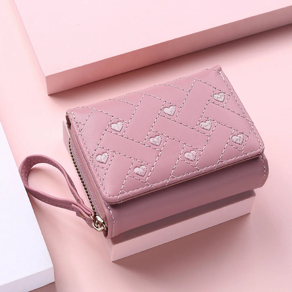 Thumbnail: Pink wallet with heart pattern