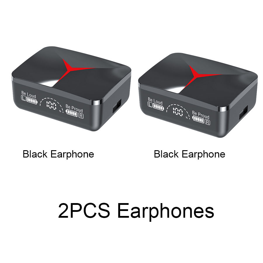 Thumbnail: Two black earphones with red accents