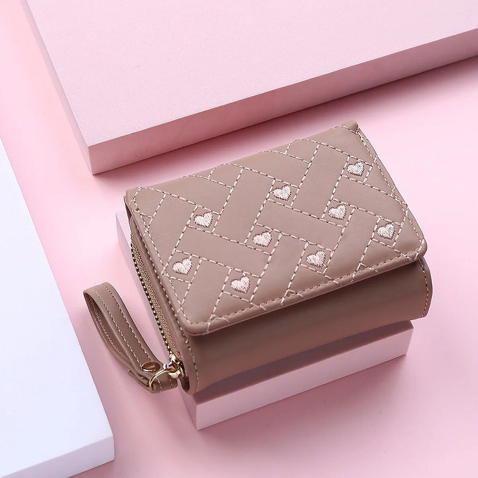 Thumbnail: Tan wallet with heart pattern